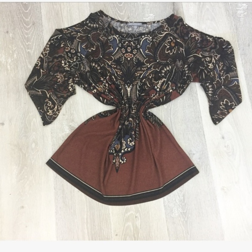 Kate & Mallory Printed Cold Shoulder Sweater
